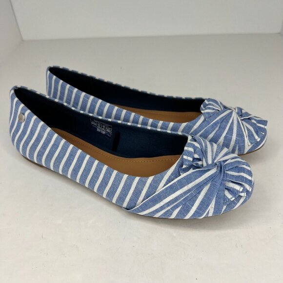 Nautica Womens Bayard Blue Striped Fabric Slip On Casual Size 10 Ballet Flats - Picture 2 of 9